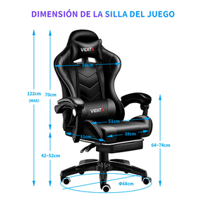 Silla Gamer Vidita Gx2000 Ergonómica Presidencial Reclinable Con Reposapiés Videojuego Pc Profesional