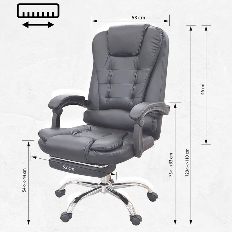 Silla De Oficina Masajeador Presidencial Stephan - Desillas Color Negro