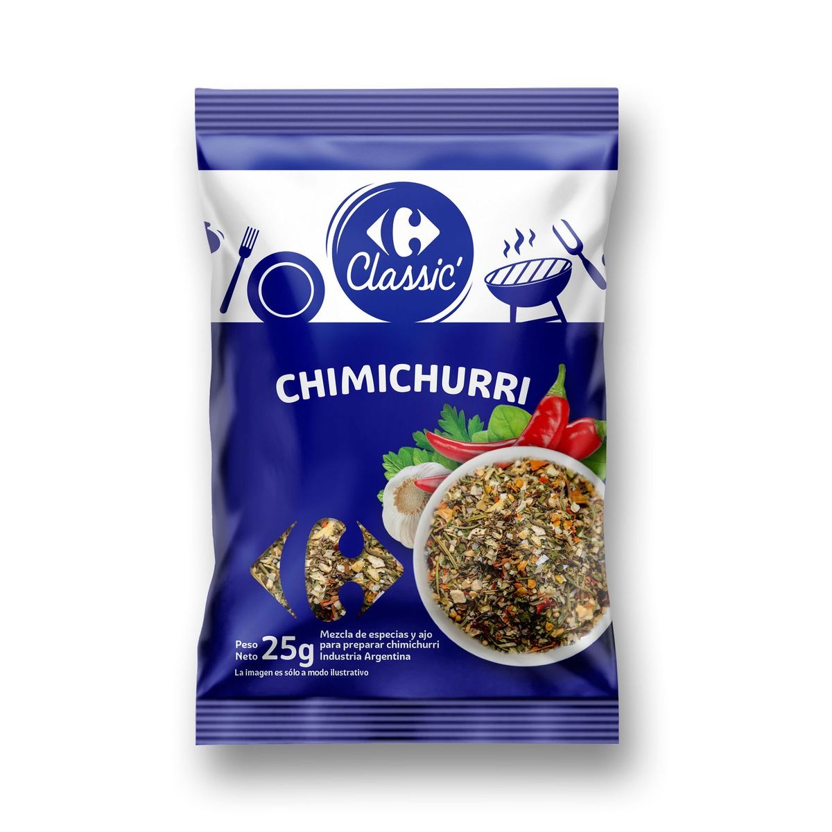 Condimento chimichurri Carrefour Classic en sobre 25 g.