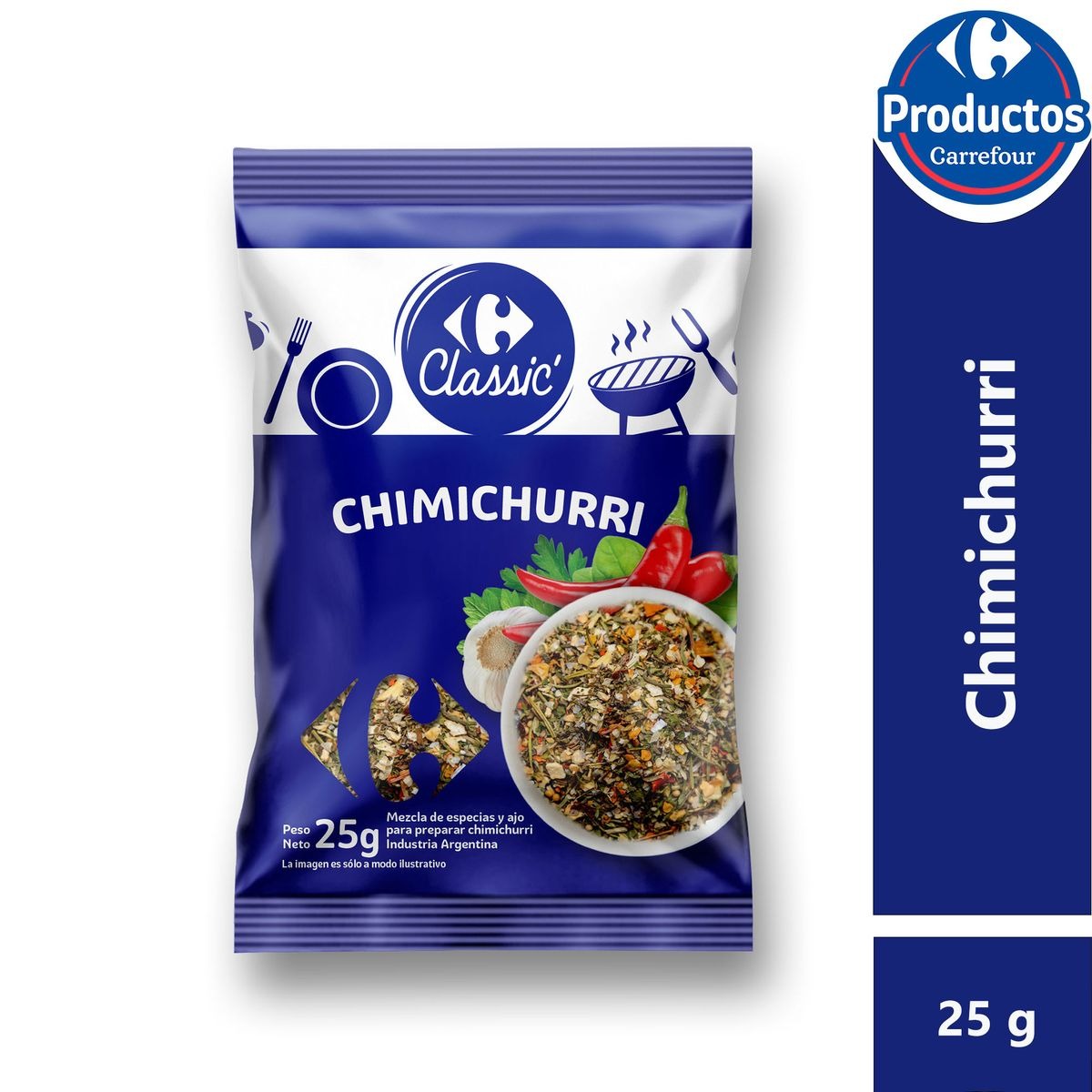 Condimento chimichurri Carrefour Classic en sobre 25 g.