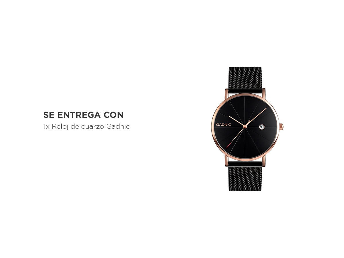 Reloj De Hombre Negro Gadnic Cuarzo Analógico Impermeable