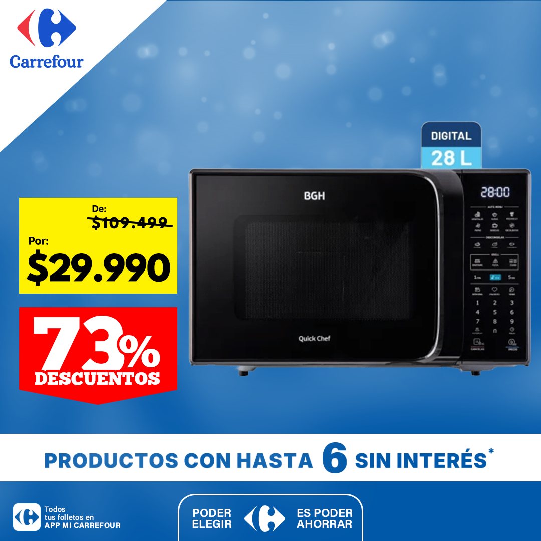 Microondas BGH 28l Grill b228dn20 negro