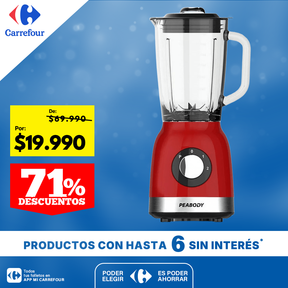 Licuadora Peabody PE-LN810R Roja 2 Velocidades Jarra de Vidrio 1.75 Litros