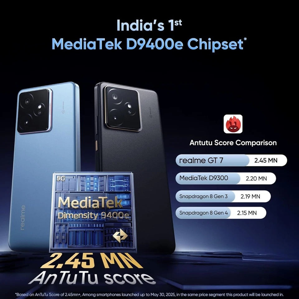 Chipset Realme GT 7 (azul, 12GB+512GB) MediaTek Dimensity 9400e versión global.
