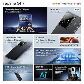 Chipset Realme GT 7 (azul, 12GB+512GB) MediaTek Dimensity 9400e versión global.
